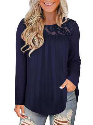 Funlingo Womens Summer 2023 Dressy Chiffon Blouses V Neck 3/4 Ruffle Sleeve Tunic  Tops for Leggings Work Casual Shirts Floral Blue Khaki L - Yahoo Shopping