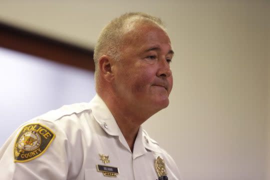 St. Louis County Police Chief Jon Belmar speaks during a news conference after a police shooting on the anniversary of the death of Michael Brown, Aug. 10, 2015. (Photo: Jeff Roberson/AP)