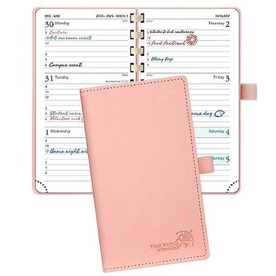 POPRUN 2024 Planner Weekly Notebook Pocket Size 4''x 6.25'' - Small  Calendar for Purse with Spiral Soft Cover, Plastic Ruler, Inner Pocket, 100  GSM 