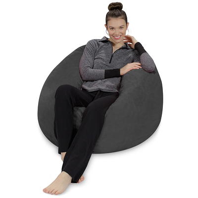 4' Bean Bag Chair with Memory Foam Filling and Washable Cover Charcoal -  Relax Sacks