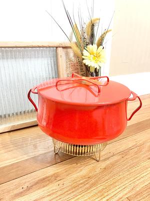 Red Enamelware Pot Porcelain Enamel Cookware