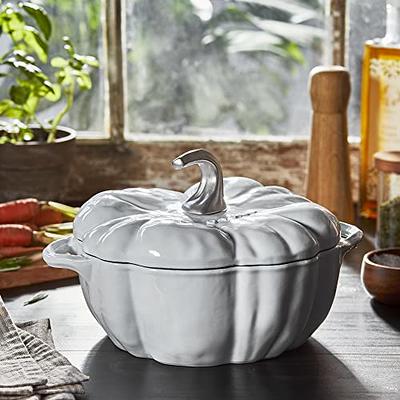 Bruntmor 3 Quart Cast Iron Enameled Dutch Oven Squoval Shaped - Gray