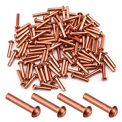 Generic Aicosineg 200pcs 0.16 Length Copper Solid Rivets M2 Round Head  Fastener for Electrical Applications Copper Finish Copper