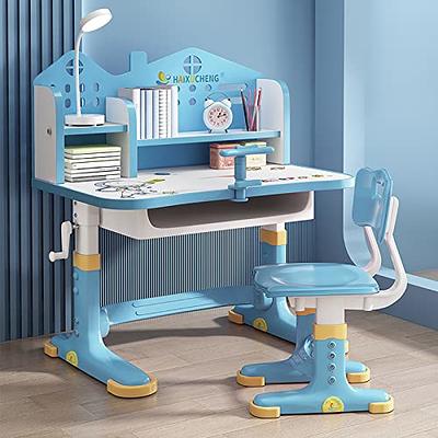 Bamboo Kids Study Desk and Chair Set with Bookshelf | Costway