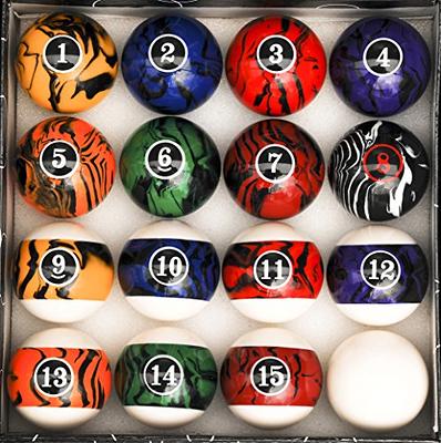 Imperium Style Pool Balls Billiard Set - Regulation Size - 17 Pc  Professional Pool Set w/Cue Ball and Sleek Black and Silver Case - Multi  Colored 