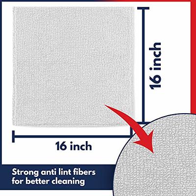 USANOOKS Microfiber Cleaning Cloth Grey - 12pcs (16x16 inch) High Performance - 1200 Washes, Ultra Absorbent Towels Weave Grime & Liquid for Streak