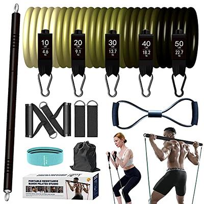  KRIXAM Pilates Bar Kit with Resistance Bands(200lbs), Durable  Pilates Bar Kit for Men Women, Portable Pilates Equipment for Home Workouts  (Black&Green) : Sports & Outdoors