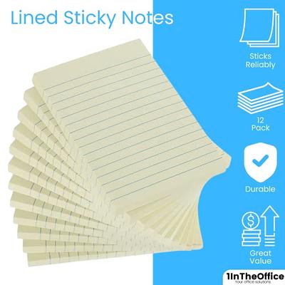 1InTheOffice Sticky Notes 4x6 Lined, Self-Stick Note Pads, Yellow, 100-Sheet,  (12/Pack) - Yahoo Shopping