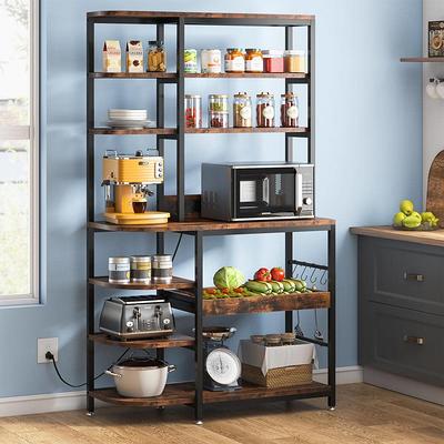 Costway 3-Tier Kitchen Baker's Rack Microwave Oven Stand Storage Shelf w/10  Hook