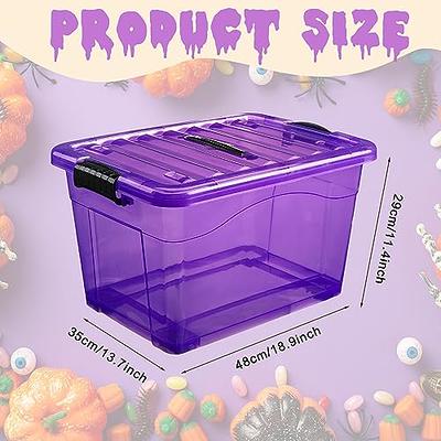 Sweetude 8 Pcs Halloween Plastic Storage Bin with Lids Purple