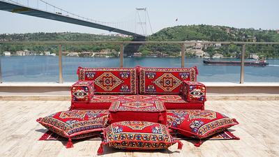 Arabic Floor Seating Sofa Red Set Cushions Turkish Jalsa Arabic