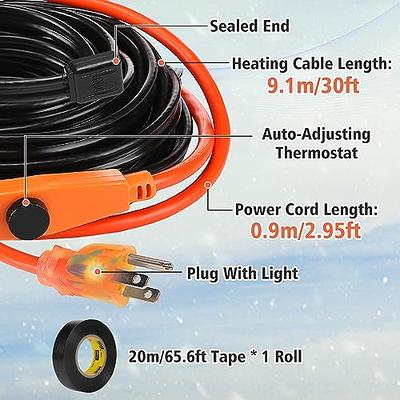 30ft Pipe Heat Tape for Water Line - 120V UL Certificated Heating Cable for  Winter Outdoor Water Hose Freeze Protection, Cold Weather Thermostat Heat  Trace - Yahoo Shopping