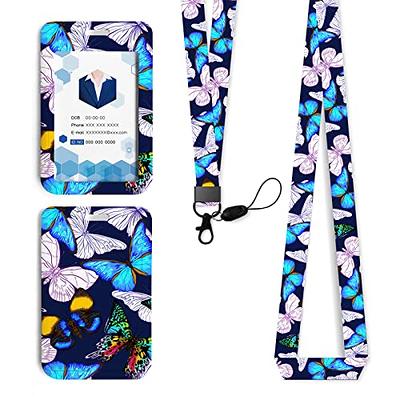 Id Badge Holder with Lanyard，Butterfly Lanyards for ID Badges Neck Lanyard  for Keys ID Badges Cute Fashion Key Chain Keychains Blue Neck Lanyard for  School Office Men Women Teen Kids - Yahoo