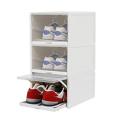 AOHMPT Foldable Storage Box - Clear Stackable Shoe Organizer with Lids -  Large 6 Layer Shoe Rack Cabinet