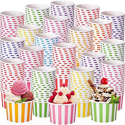 MATICAN Paper Ice Cream Cups - 100-Count 9-oz Disposable Dessert Bowls for Hot or Cold Food, 9-Ounce Party Supplies Treat Cups for