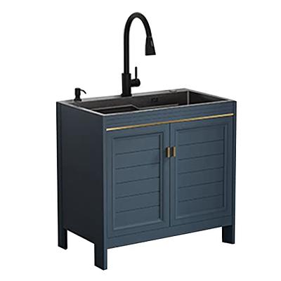 Maile Transitional 28 inch Laundry Cabinet with Pull-out Faucet and ABS Sink