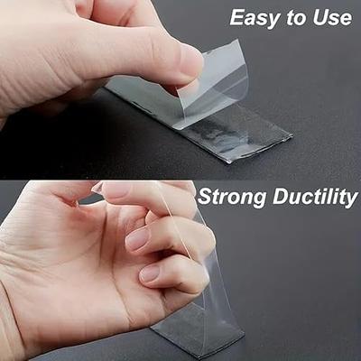 Nano Double Sided Poster tape Heavy Duty Multipurpose Hanging Adhesive  strips Strong Sticky Mounting tape Picture Gel tape (Transparent 9.84FT)  9.84FT Transparent