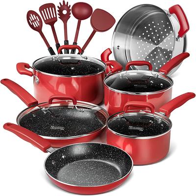 Kitchen Academy Premium Cookware - 15 Piece Interior Granite Pot Pan Set  with Triple Coated Nonstick Aluminum Composition for Even Heating, Oven,  Stovetop, induction & Dishwasher Safe - Yahoo Shopping