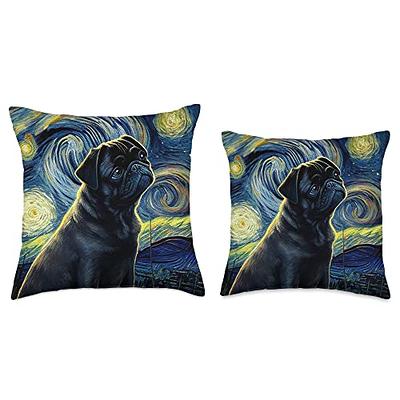 Designart Funny Black Cat Illustration - Animal Throw Pillow - 12x20