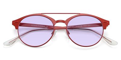 Clear Hipster Oversized Square Tinted Sunglasses with Red Sunwear Lenses