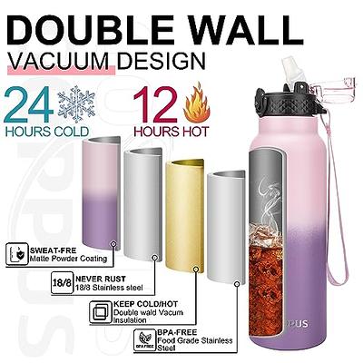 FineDine Triple-Insulated Stainless Steel Water Bottle with Straw Lid - Flip-Top Lid - Wide-Mouth Cap (25 oz) Insulated Water Bottles Keeps Hot and Co