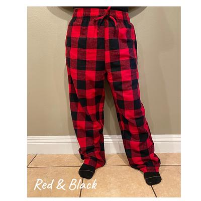 Unisex Red, Black Adult Checkered Plaid Pajama Pants Christmas