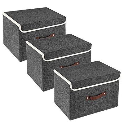 Baleine baleine storage bins with lids, foldable linen fabric storage boxes  with lids, collapsible closet organizer containers with c