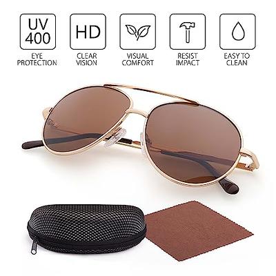 LotFancy 2 Aviator Sunglasses for Men, Flat Brown Mirrored Lens -  Walmart.com