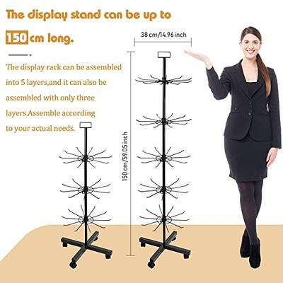 Exttlliy Retail Display Stand Store Display Rack 5 Tier Metal Spinning  Display Stand Rack with Wheels Keychain Display Rack with Hooks Jewelry  Socking