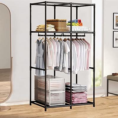 Two Size Portable Closet Storage Organizer Clothes Wardrobe Shoe Clothing  Rack Shelf Dustproof Non-woven Fabric,Quick and Easy to Assemble