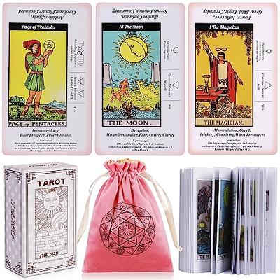 sishui Tarot Cards Deck with Guidebook- Traditional Standard Tarot Decks,  Tarot Cards with Meaning on it, Pink Tarot Cards for Beginners(4.75 x