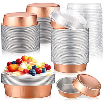 50 Pack 8 OZ/230ML Capacity Small Aluminum Foil Pans with Cardboard Lids -  5.11x3.94” Christmas Tins Takeout Containers Disposable, Perfect for Food