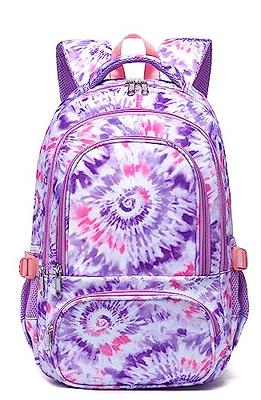 School Backpack for Girls,Cute Rainbow-Print Backpacks with Lunch Box,Kids  School Bag BookBags for Elementary Preschool(Purple)