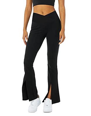 Women's Crossover High Waisted Bootcut Yoga Pants Flutter Leggings Front  Split Flare Leg Workout Pants Work Pants Dress Pants Black - Yahoo Shopping