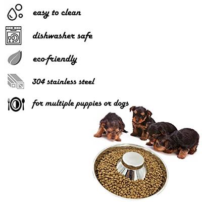 Puppy Bowls, Stainless Steel Puppy Feeder Bowl, Dog Food and Water Weaning  Bowl, Small Dogs, Cats Pets Food Feeding Weaning Bowl for (L Size)