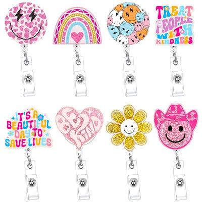 7 PC Cute Badge Reel Retractable Flower Sunflower Floral Nurse Badge Holder  Clips Reels  ID Name Clip Tag for Nursing Nurses Hospital Teacher  Pediatric Pharmacy Medical Lanyards Accessories : : Office Products