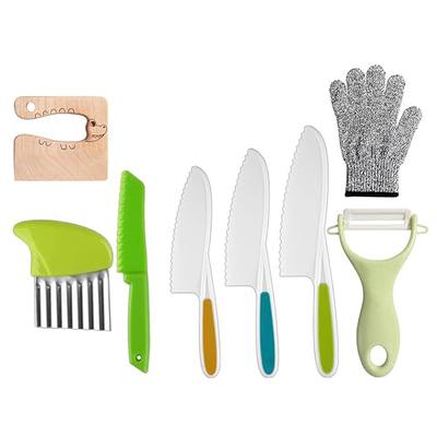 Zhehao 7 Pieces Kitchen Wooden Knife for Kids Include Wood Kids Knife  Plastic Potato Slicers Cooking Knives Serrated Edges Toddler Knife Kids  Plastic