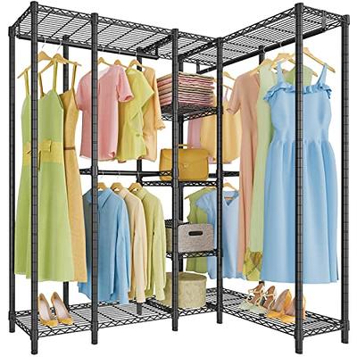 Raybee Free Standing Closet Organizer,Clothing Rack with Shelves Heavy Duty  Clothes Rack for 250+ Clothing Racks for Hanging Clothes Load 400LBS