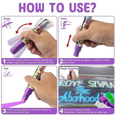 Window Chalk Markers for Cars Washable: 8 Colors Jumbo Liquid Chalk Marker  with 10mm Thick Tips, Big Chalkboard Markers