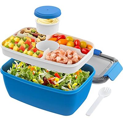 Keweis Silicone Bento Box, 3-Compartment 25oz Lunch Box Container with  Lids, Leak-Proof Salad Bento Boxes, Hard-Shell Silicone, Airtight,  Microwave