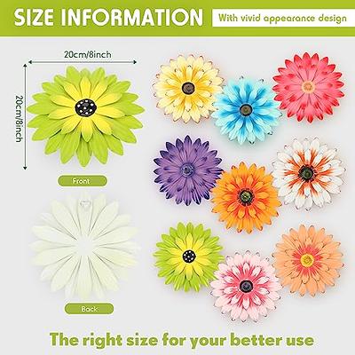 Zhehao 9 Pcs 8 Inch Metal Flower Wall Art Hanging 3D Daisy Decor