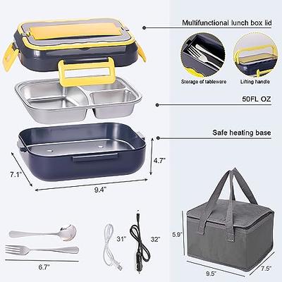 Suofeer Electric Lunch Box，Electric Heating Lunch Box，Food Heater 60W Faster  Heat,with Fork & Spoon and Insulated Carry Bag 12/24/110V for Car/Truck/Office  (Blue+Yellow) - Yahoo Shopping