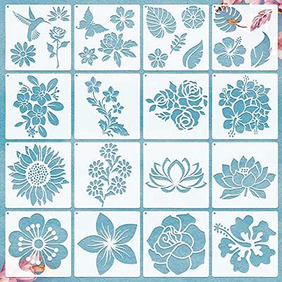  Flower Stencils for Spray Painting on Walls: 40pcs 3Inch Small  Plastic Mandala Stencils Reusable, Sunflower Butterfly Bird Rose Stencils  for Rock Painting, Wood, Canvas, Drawing, Crafts, Art, Fabric : Arts