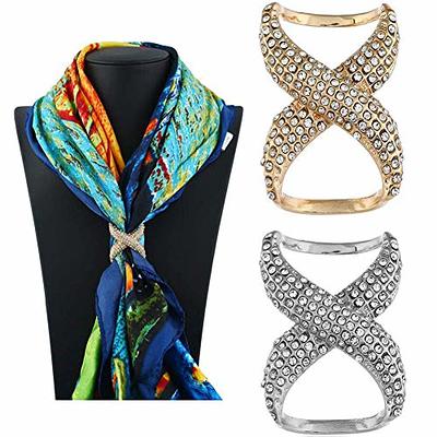 2PCS(Gold+Silver) Women Lady Girls Fashion Rhinestone Inlayed Scarf Ring  Buckle Modern Simple Jewelry Silk Scarf Clasp Clips Clothing Wrap Holder  Decoration Accessories for T-Shirt Neckerchief Shawl - Yahoo Shopping