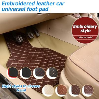 4Pcs Beige PU Leather Universal Car Floor Mats Pads Waterproof Non