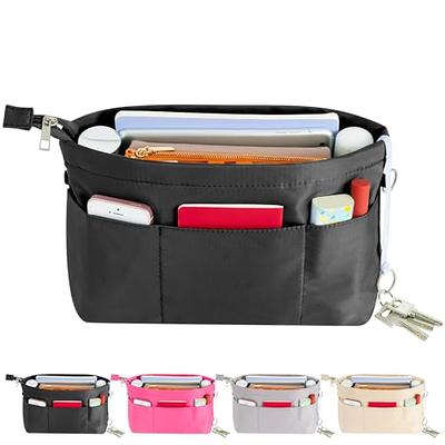 HyFanStr Purse Organizer Insert with Zipped Top for Tote Bag