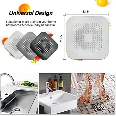 4 Pack Shower Drain Hair Catcher, Convex Silicone Hair Stopper for Shower  Drain with Suction Cup, Square Bathtub Drain Cover for Bathroom, Bathtub,  Kitchen 