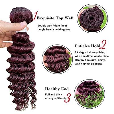 Deep Wave Human Hair 4 Bundles Brazilian Virgin Hair Weave Bundles Deep  Curly 12A Grade Unprocessed Hair Extensions Natural Black 20 22 24 26 inch