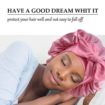 Silk Bonnet For Natural Hair Bonnets For Black Women, Satin Bonnet For Long  Hair Cap For Sleeping, Large