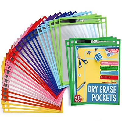 BONBELA Dry Erase Pockets 12 Pack - Dry Erase Sleeves - Reusable Sheet Protectors - School or Work - Oversized 10 x 13 Inches - Dry